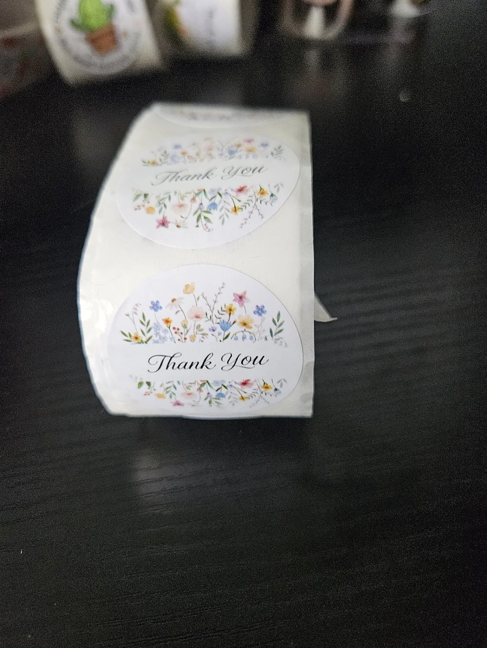 Thank You Floral Round Stickers- White Background